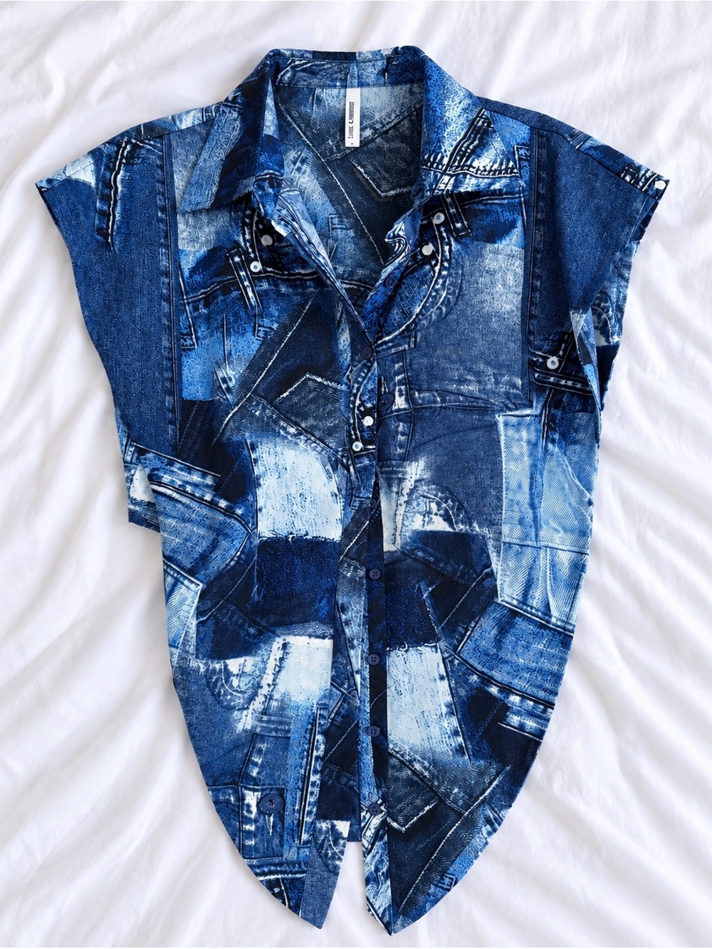 Blue Patchwork Denim-Print - Picture 2 of 2